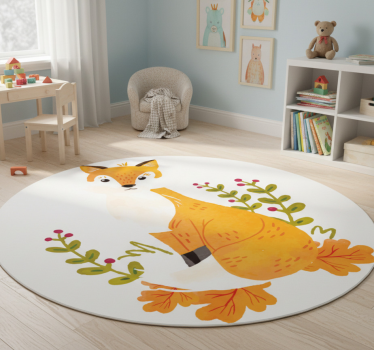 Tapete vinílico de animais raposa laranja brincalhona - TenStickers