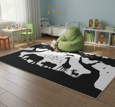 Tapete vinílico de animais savana preto e branco - TenStickers