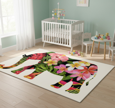 Tapete vinílico de animais silhueta floral de elefante - TenStickers