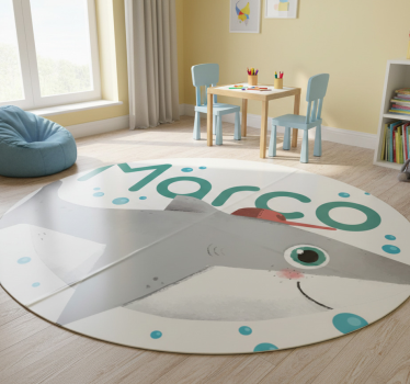 Tapete vinílico de animais tubarão bebê com nome - TenStickers