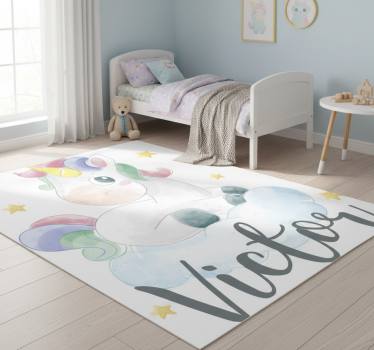 Tapete vinílico de animais unicórnio aquarelado com nuvens - TenStickers
