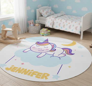Tapete vinílico de animais unicórnio dormindo arco-íris - TenStickers
