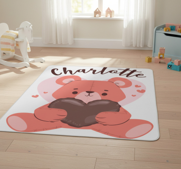 Tapete vinílico de animais urso fofo com coração - TenStickers