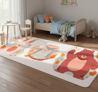 Tapete vinílico de animais ursos e coelhos da madeira - TenStickers