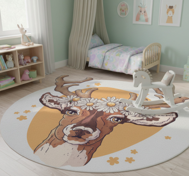 Tapete vinílico de animais veado floral - TenStickers