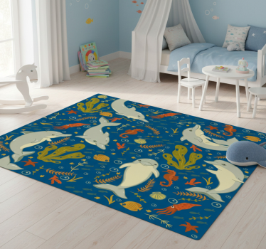 Tapete vinílico de animais vida marinha divertida - TenStickers