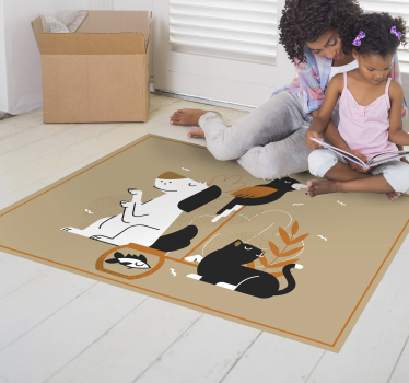 Tapete vinílico de animais ilustração em bege - TenStickers
