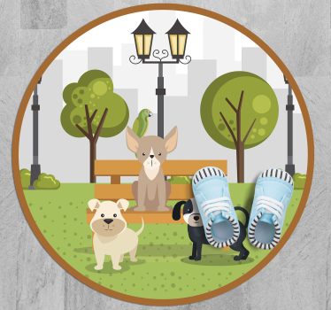 Tapete vinílico de animais cães no parque - TenStickers