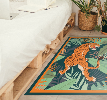 Tapete vinílico de animais ilustração de tigre feroz - TenStickers