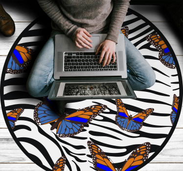 Tapete vinílico estampa de animal listras de zebra borboleta - TenStickers