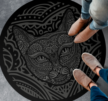 Tapete vinílico de animais cara de gato preto - TenStickers