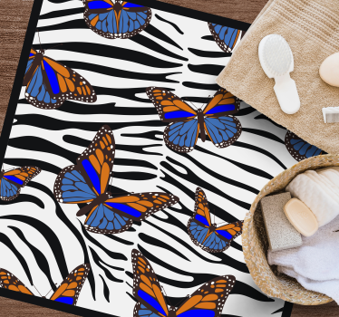 Tapete vinílico estampa de animal padrão de borboleta zebra - TenStickers