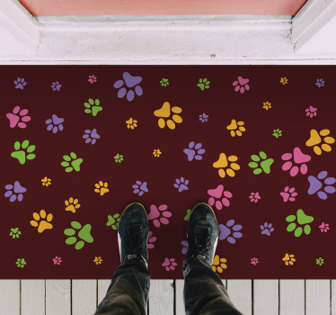 Tapete vinílico estampa de animal padrões coloridos de patas - TenStickers