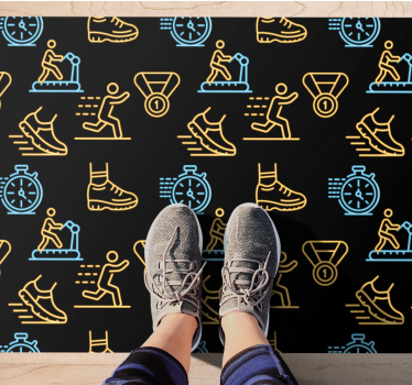 Tapete vinílico juvenil padrão de ícones de fitness - TenStickers