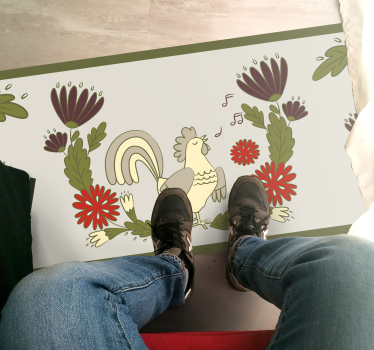 Tapete vinílico de animais galo floral encantador - TenStickers