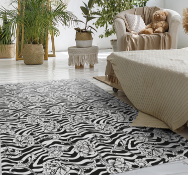 Tapete vinílico estampa de animal padrão de zebra floral - TenStickers