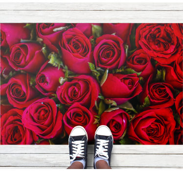 Tapete vinílico hall de entrada rosas vermelhas vibrantes - TenStickers