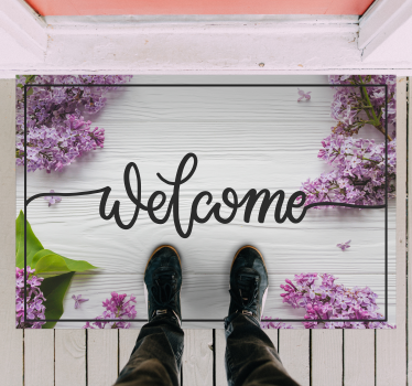 Tapete vinílico frases e textos boas-vindas florais - TenStickers