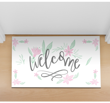 Tapete vinílico hall de entrada flores de boas-vindas - TenStickers
