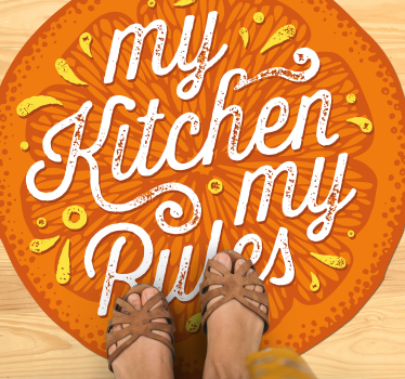 Tapete vinílico frases e textos minhas regras de cozinha - TenStickers