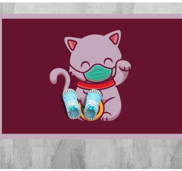 Tapete vinílico de animais gato usando máscara - TenStickers