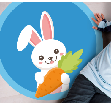 Tapete vinílico de animais coelho feliz com cenoura - TenStickers