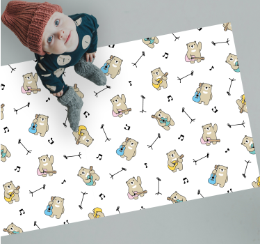 Tapete vinílico para bebés tema musical de ursos - TenStickers