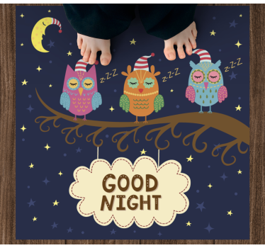 Tapete vinílico de animais trio de corujas sonolentas - TenStickers