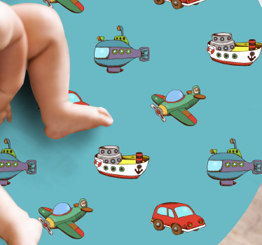 Tapete vinílico para bebés veículos de brinquedo aventura - TenStickers