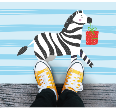 Tapete vinílico de animais zebra com presente - TenStickers