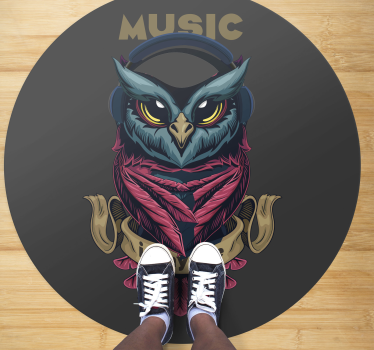 Tapete vinílico juvenil emblema de música de coruja - TenStickers
