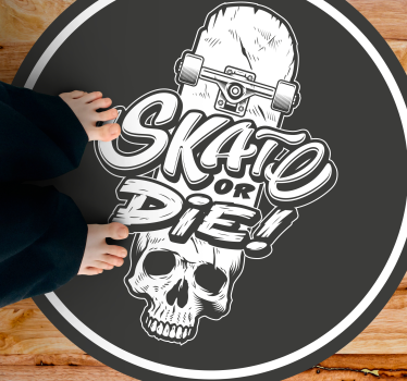 Tapete vinílico juvenil caveira patina ou morre - TenStickers