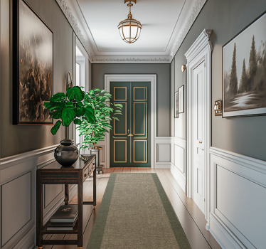 Tapete vinil moderno simples com moldura verde - TenStickers