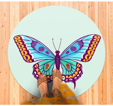Tapete vinílico de animais borboleta grande e colorida - TenStickers