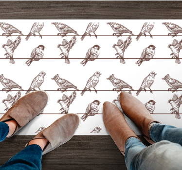 Tapete vinílico de animais pássaros em fios - TenStickers