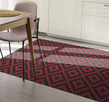 Tapete vinílico para sala de jantar com geometria vermelha - TenStickers