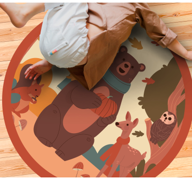 Tapete vinílico para bebés amigos animais da floresta - TenStickers