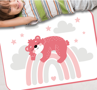 Tapete vinílico bebé arco-íris urso sonolento - TenStickers