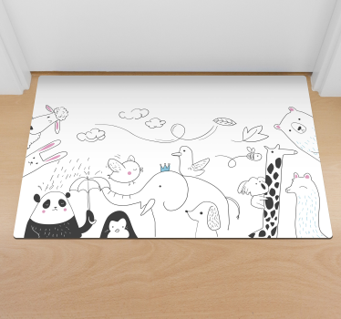 Tapete vinílico para bebés amigos animais minimalistas - TenStickers