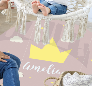 Tapete vinílico para bebés coroa personalizada - TenStickers