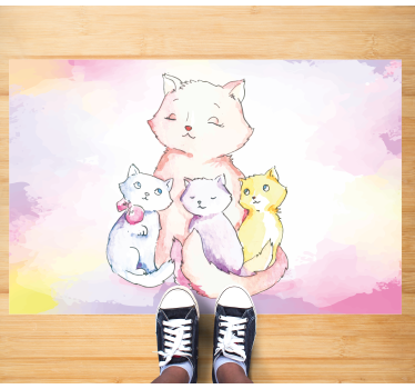 Tapete vinílico para bebés família de gatos fofos - TenStickers