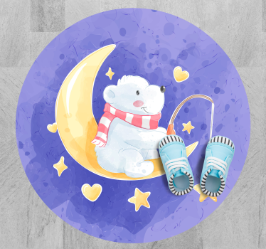 Tapete vinílico para bebés filhote de urso ao luar - TenStickers