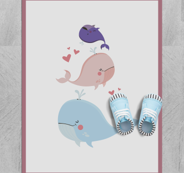 Tapete vinílico para bebés ilustração caprichosa de baleias - TenStickers