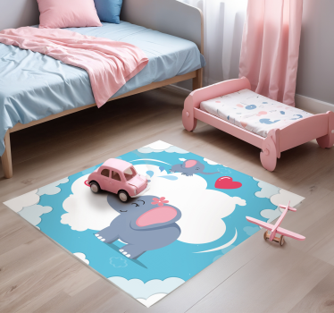 Tapete vinílico para bebés nuvens de elefante adoráveis - TenStickers