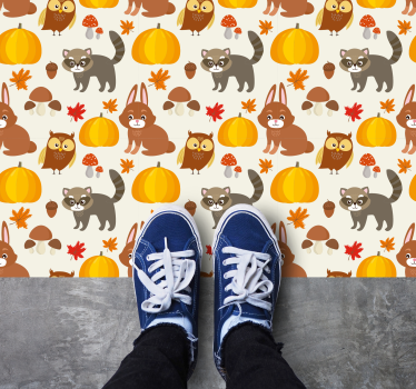 Tapete vinílico para bebés personagens animais do outono - TenStickers