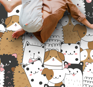 Tapete vinílico de animais rostos adoráveis - TenStickers