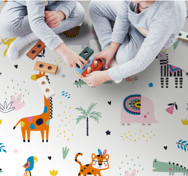 Tapete vinílico bebé tema safari alegre - TenStickers