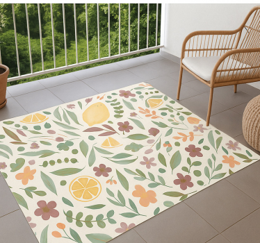 Tapete vinílico para exterior desenho floral de limão - TenStickers