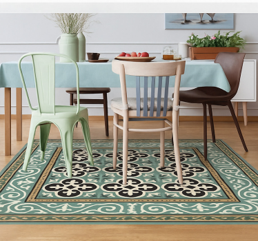 Tapete vinílico para sala de jantar borda encáustica ornamentada - TenStickers
