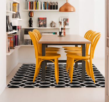 Tapete vinílico para sala de jantar design oval monocromático - TenStickers